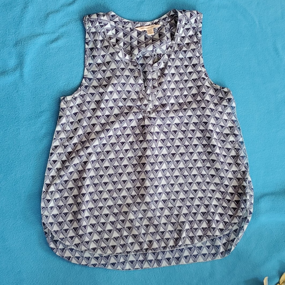 Blue sleeveless sheer printed top